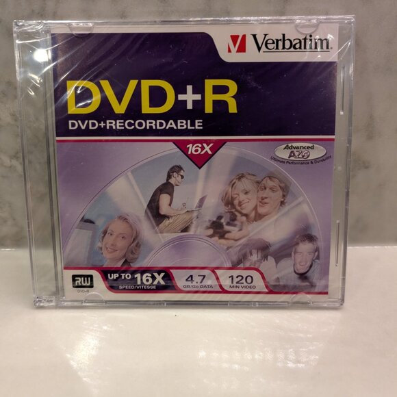 Verbatim DVD+R 4.7GB High-Speed 16x Recordable Media, Single Jewel Case - Picture 1 of 2